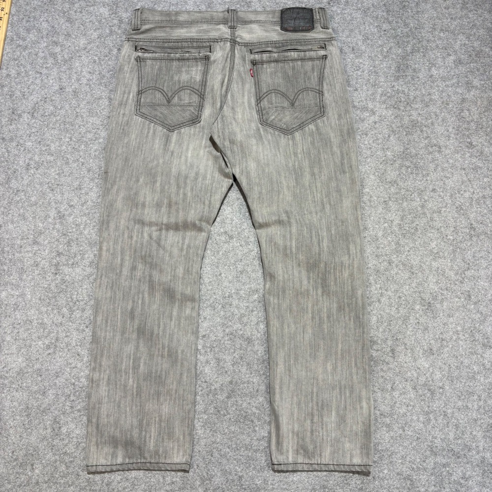 Levis 514 Slim Straight Jeans Mens 36x30 Grey Wash Zip Pocket Denim 0543